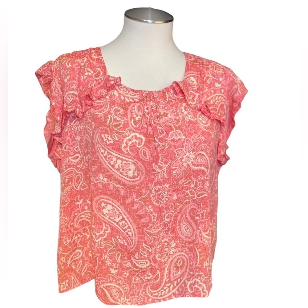 Zac & Rachel Paisley Ruffle High Low Top XL